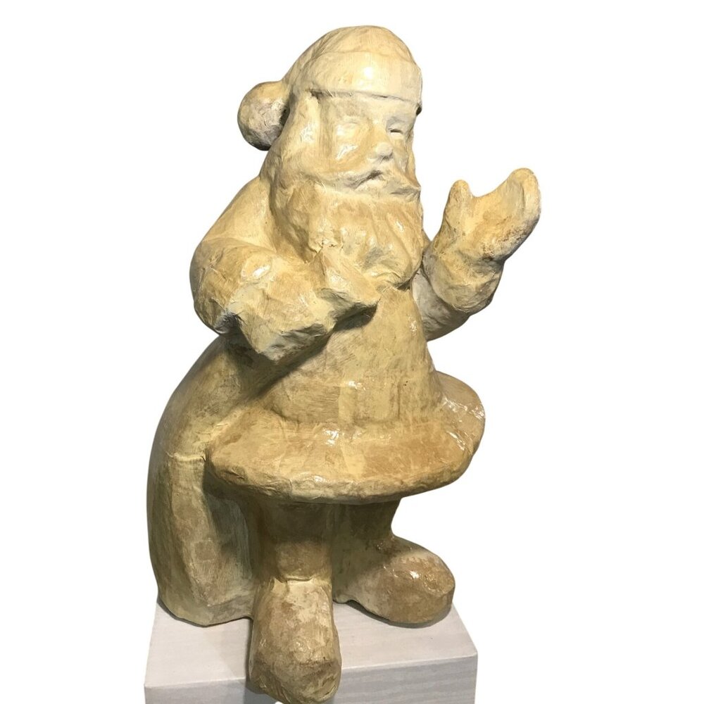 Paper Mache Santa Claus Figurine 17.5" Tall Vintage Handcrafted